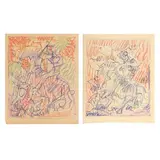 Two Drawings by Carl Holty, Crayon on wove paper, sold Oct 2024