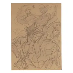 Five Drawings by Carl Holty, Graphite on brown paper, sold Oct 2024