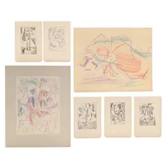 A Collection of Drawings by Carl Holty, Including a Rich Art Studio Sketch Book with five loose charcoal sketches, sold Oct 2024