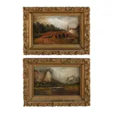 Pair of English Landscapes by F. Gill, Oil on panel, sold Sep 2024