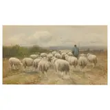 Herdsman and Flock by Cornelis Westerbeek, Watercolor on paper, sold Sep 2024