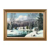 Sunny Banks of March, Broadhead's Creek, Pocono Mountains by Edna Palmer Engelhardt, Oil on canvas, sold Sep 2024