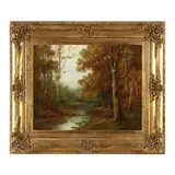River Running Through a Forest by Thomas Bartholomew Bailey Griffin, Oil on canvas, sold Sep 2024