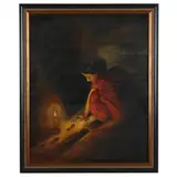 A Woman at Night by F. Clement, Oil on canvas, sold Sep 2024