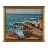 Braces Rock, Gloucester by Gordon Payne, Oil on canvas mounted to board, sold Sep 2024