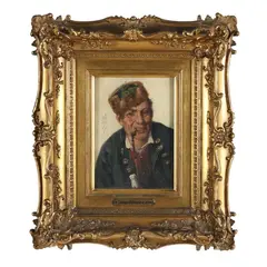 Man with Pipe by Ernst Emmanuel Müller, Oil on panel, sold Sep 2024