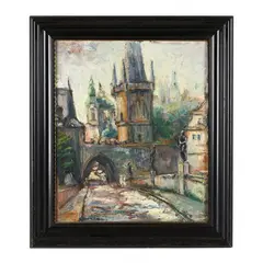 Street Scene with Church by Seff Weidl, Oil on canvas, sold Sep 2024