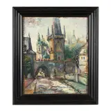 Street Scene with Church by Seff Weidl, Oil on canvas, sold Sep 2024