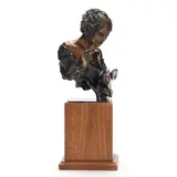 Bronze Sculpture of a Woman Applying Makeup by Nicholas D. Moffett, Two-toned bronze, sold Sep 2024