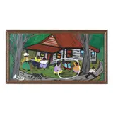 Family at the Cabin by Bernice Sims, Oil on canvas, sold Sep 2024