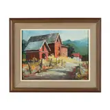 Rural Landscape with Farmhouses by Ronni Pastorini, Oil on masonite, sold Sep 2024