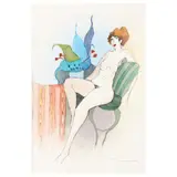 Rhonda #1 by Itzchak Tarkay, Watercolor over serigraph lines on wove paper, sold Sep 2024
