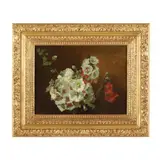 Floral Still Life with Hollyhocks and Poppies by Victoria Dubourg, Oil on canvas, sold Sep 2024