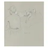 Artist and Model by John Koch, Conte crayon and graphite on paper, sold Sep 2024