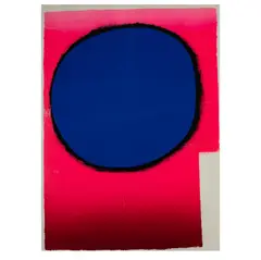Blauer Kreis mit schwarzem Rand auf Rot by Rupprecht Geiger, 1961, color screenprint, sold Mar 2026