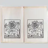 2 Exemplare Pop Shop Shopping Bag by Keith Haring, 1980, offset lithograph, sold Oct 2025