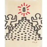 Blatt aus der 'Bayer Suite by Keith Haring, 1982, offset lithograph, sold Oct 2025