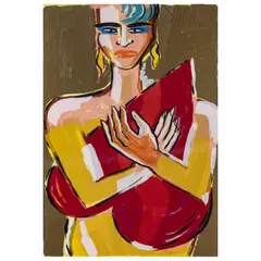 Frau mit Herz by Elvira Bach, 1997, Farbserigrafie auf leichtem Karton, sold Mar 2025