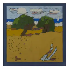 Landschaft bei Eckernförde by Klaus Fußmann, 2013, color linocut, sold Jun 2023