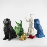 Grüner 'Dürer Hase', Weißer Bär, Blaue Eule, 'Wagner's Hund Russ' in Schwarz, Goldfarbener 'Froschkönig', Rote 'Avantgarde-Schnecke by Ottmar Hörl, 1999, multiple (object), sold Jun 2022