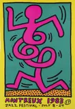 3 Farbplakate 'Montreux Jazz De Festival (Green, Pink & Yellow)‘ by Keith Haring, 1983, color screenprint, sold Dec 2021