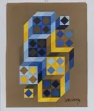 Geometrische Komposition by Victor Vasarely, 1984, color screenprint, sold Dec 2021