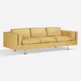 Rare sofa by Illum Wikkelsø, c. 1965, leather, matte chrome-plated steel, sold Nov 2022