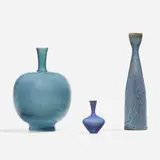 Collection of three vases by Carl-Harry Stålhane and Sven Wejsfelt, c. 1959, glazed stoneware, sold Nov 2022