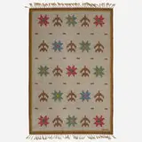 Flatweave carpet by Anna Greta Sjöqvist, c. 1950, hand-woven wool, sold Nov 2022