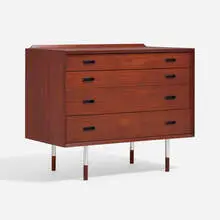Cabinet by Arne Vodder, c. 1960, teak, aluminum, sold Nov 2022