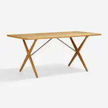 Dining table, model AT 303 by Hans J. Wegner, c. 1955, oak, brass, sold Nov 2022