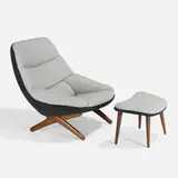 Lounge chair, model 91 and ottoman by Illum Wikkelsø, c. 1959, oak, upholstery, sold Nov 2022