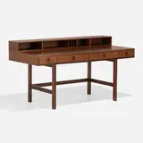 Desk by Peter Løvig Nielsen, 1968 / 1976, walnut, brass, sold Nov 2022