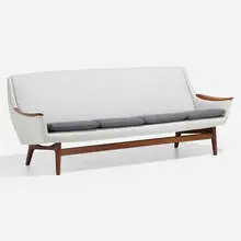 Sofa by Rolf Rastad and Adolf Relling, c. 1960, teak, Kvadrat Divina Melange upholstery, sold Nov 2022