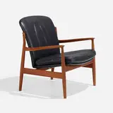 Lounge chair, model FD-141 by Finn Juhl, c. 1955, teak, leather, sold Nov 2022