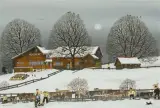 Überfahrt mit Bauernhaus by Albert Manser, 1994, oil on board, sold Mar 2024