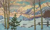 Blick auf das Schloss Tarasp im Winter by Oscar Nussio, 1952, oil on canvas, sold Mar 2024