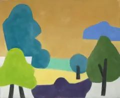 Baumbestandene Sommerlandschaft by Ferdinand Gehr, 1981, tempera, sold Mar 2024