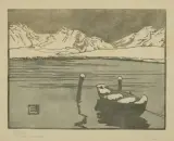 Bergsee by Martha Cunz, 1912, color woodcut, sold Mar 2024