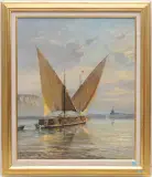 Bootstransport auf dem Genfersee by Louis-Amédée Baudit, 1951, oil on canvas, sold Mar 2024