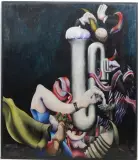 Ein Fest by Alfred Hofkunst, 1965, oil on canvas, sold Mar 2024