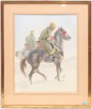 Zwei reitende Spahis by Friedrich Traffelet, watercolor, offered Mar 2024