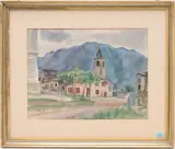 Ansicht einer Kirche by Friedrich Traffelet, 1932, watercolor, offered Mar 2024