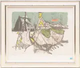 Hornschlitten by Alois Carigiet, 1962, color lithograph, offered Mar 2024