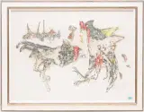 Hahnenkampf by Alois Carigiet, 1968, color lithograph, offered Mar 2024