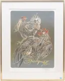 Hahn und Henne, Braun by Hans Erni, 1984, color lithograph, offered Mar 2024