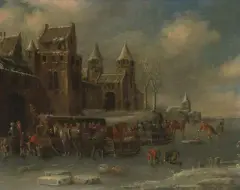 Winterliche Szene mit Eisläufern by Thomas Heeremans, 1687, oil on panel, offered Dec 2023