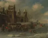 Winterliche Szene mit Eisläufern by Thomas Heeremans, 1687, oil on panel, offered Dec 2023