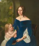 Portrait einer Mutter mit Kind by Philippe Stöhr, 1841, oil on canvas, offered Dec 2023