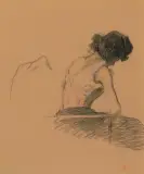 Frau sitzend von hinten by Théophile Steinlen, pastel, sold Dec 2023